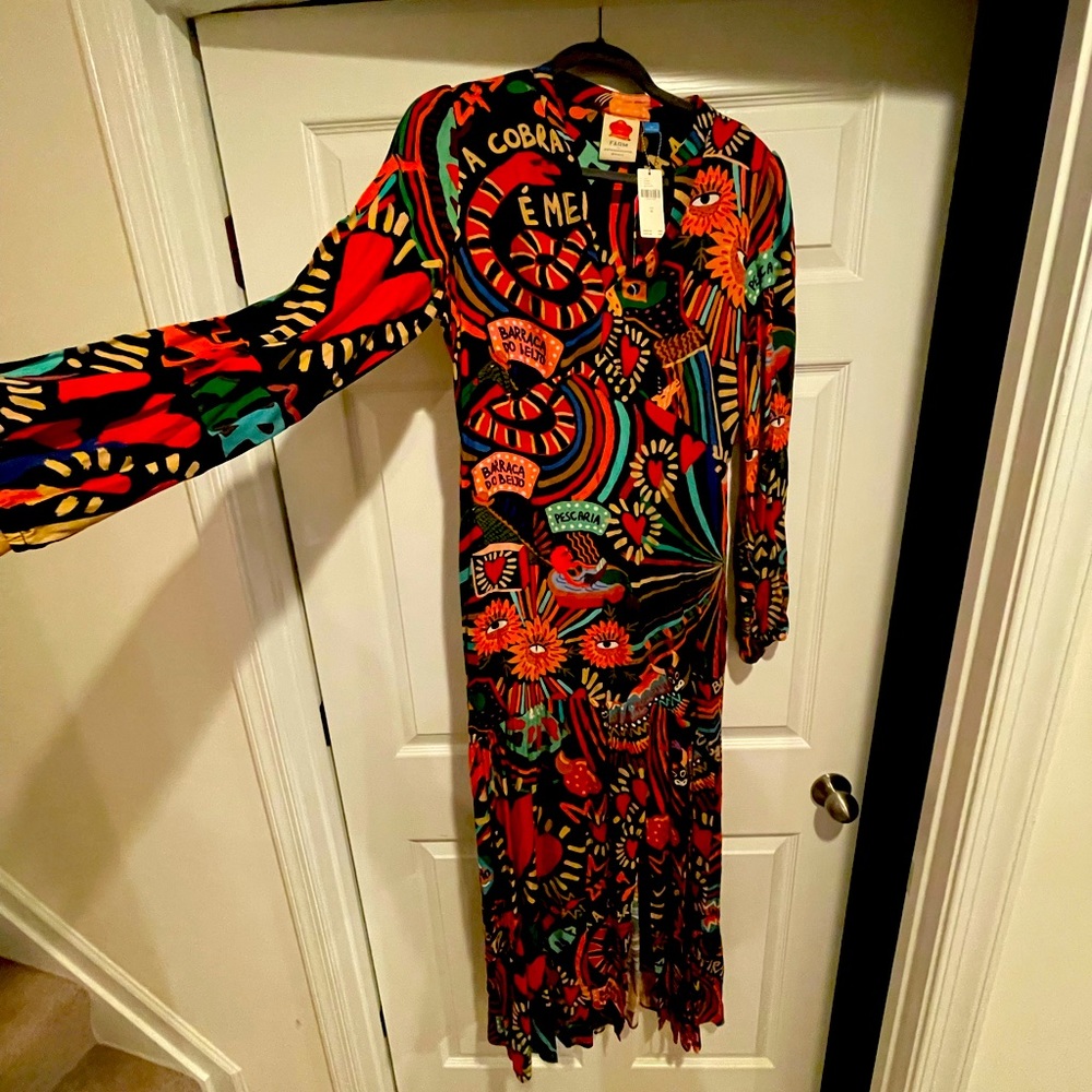 FarmRio for Anthropologie maxi dress with split.